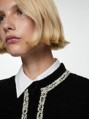 Mango Black Cropped Tweed Jacket - Image 4 of 6