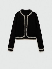 Mango Black Cropped Tweed Jacket - Image 5 of 6