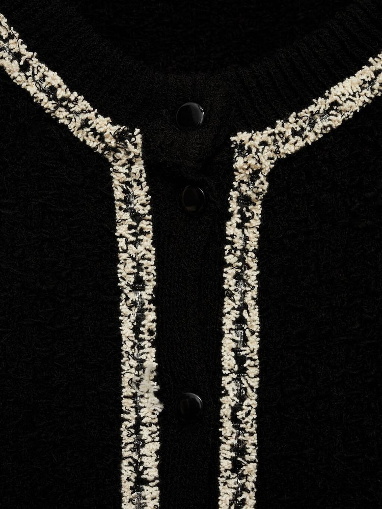 Mango Black Cropped Tweed Jacket - Image 6 of 6