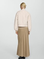 Mango Cream Quilted Zip Up Bomber Jacket - Image 3 of 6