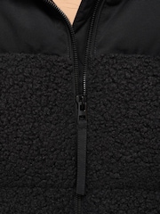 Mango Black Quilted Puffer Jacket With Borg Panels - Image 6 of 6