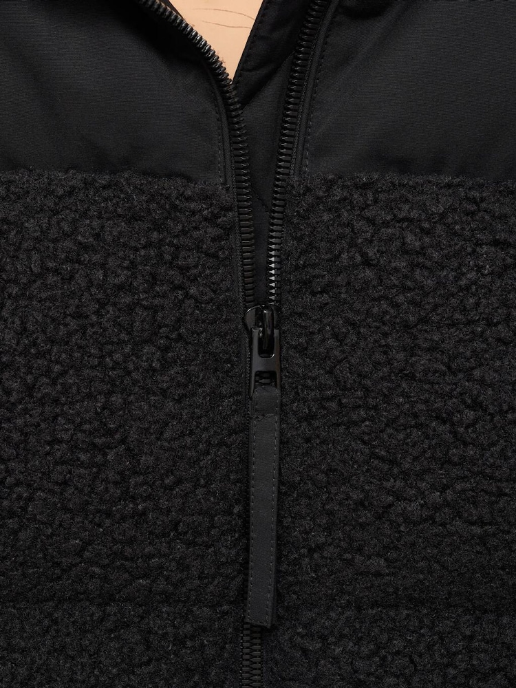Mango Black Quilted Puffer Jacket With Borg Panels - Image 6 of 6 Mango Black Quilted Puffer Jacket With Borg Panels - Image 6 of 6