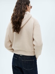 Mango Brown Knitted Ribbed Bomber Jacket - Image 3 of 6