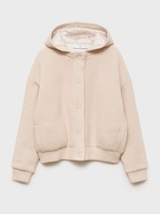 Mango Brown Knitted Ribbed Bomber Jacket - Image 5 of 6
