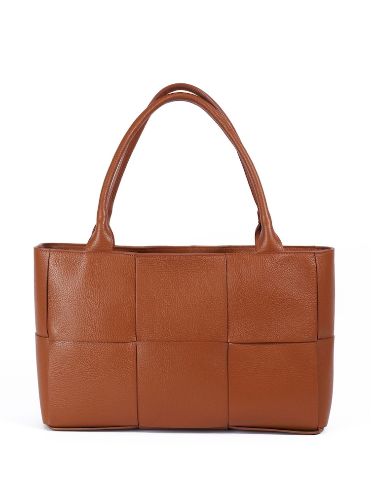 LRM Goods Personalised Leather Lettie Brown Tote Bag - Image 2 of 5 LRM Goods Personalised Leather Lettie Brown Tote Bag - Image 2 of 5