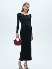 Mango Black Long Sleeve Off Shoulder Top - Image 1 of 1