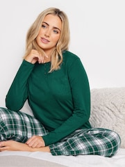 M&Co Green Jersey Woven 100% Cotton Pyjamas Set - Image 1 of 5