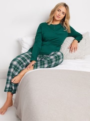 M&Co Green Jersey Woven 100% Cotton Pyjamas Set - Image 3 of 5