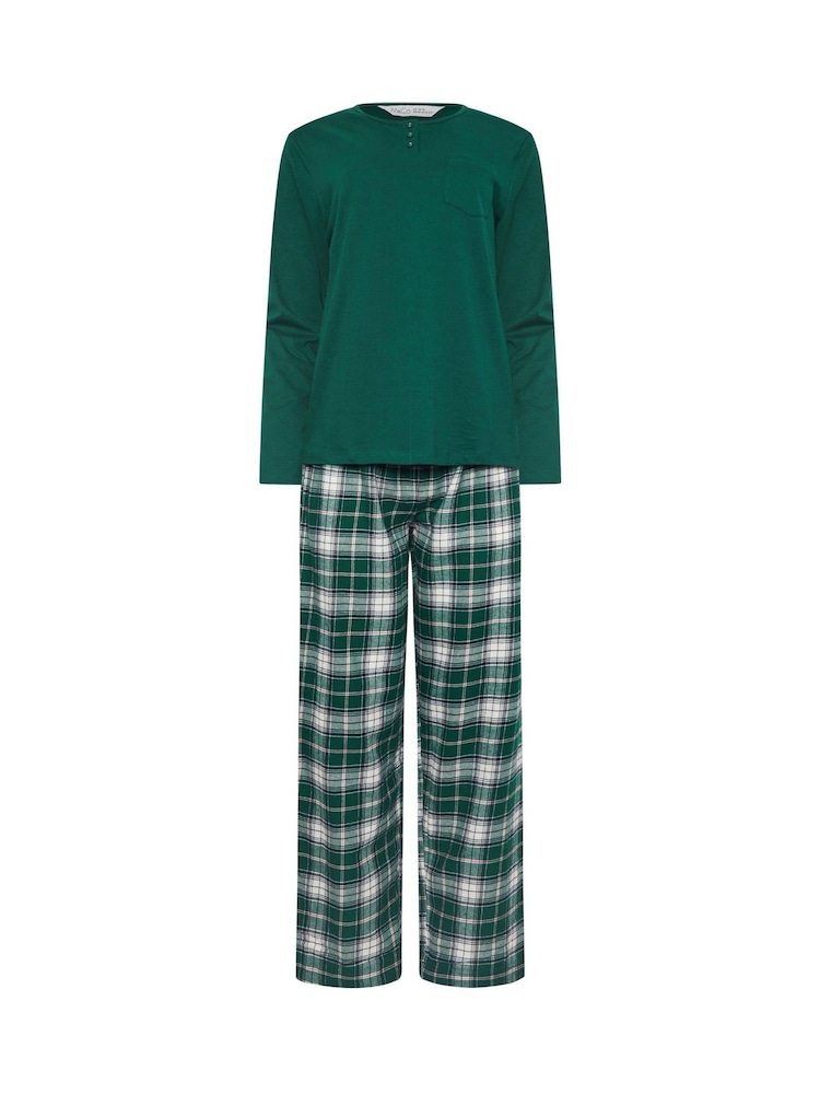 M&Co Green Jersey Woven 100% Cotton Pyjamas Set - Image 5 of 5