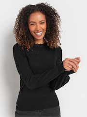 M&Co Black Pointelle Long Sleeve Jumper - Image 1 of 5