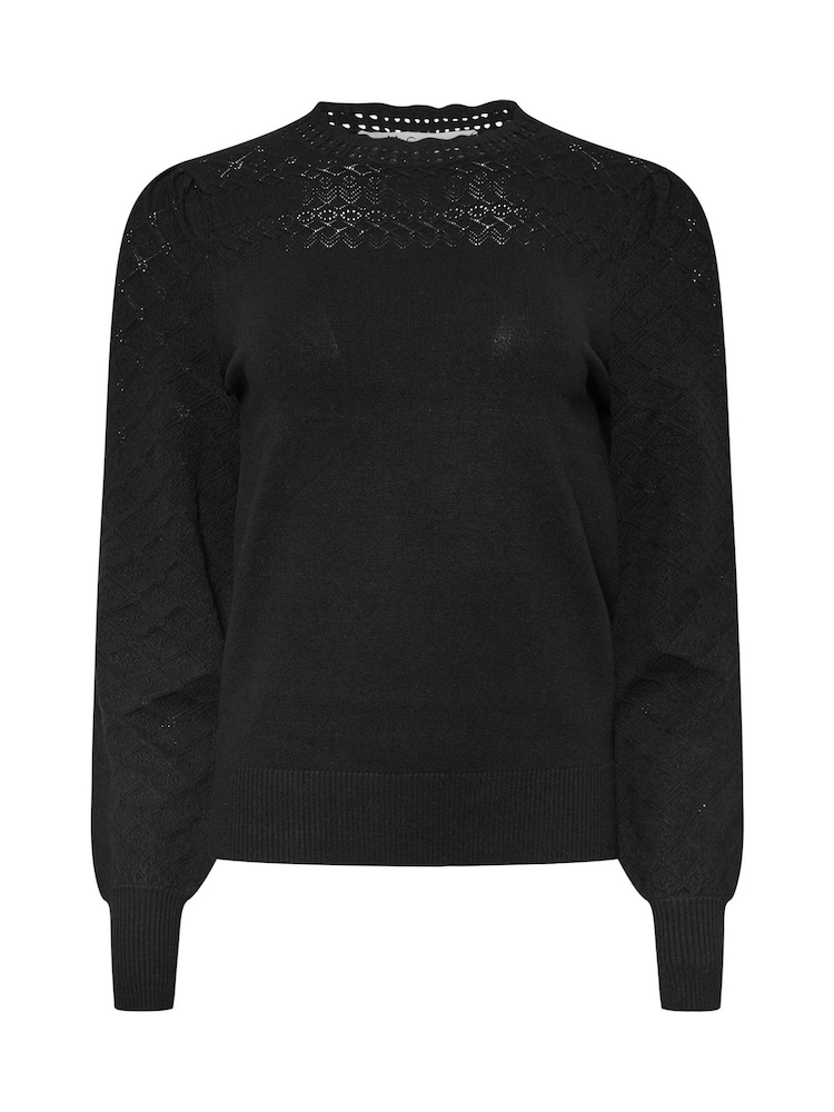 M&Co Black Pointelle Long Sleeve Jumper - Image 5 of 5