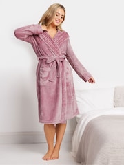 M&Co Pink Ribbed Trim Hooded Robe - Image 1 of 5