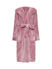 M&Co Pink Ribbed Trim Hooded Robe - Image 5 of 5
