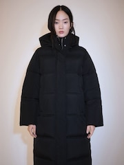 Mango Black Long Padded Puffer Quilted Coat - Image 1 of 6