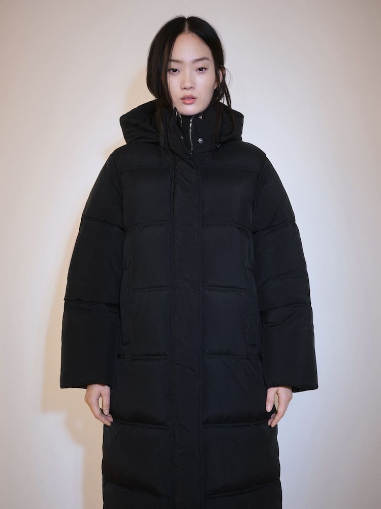 Mango Black Long Padded Puffer Quilted Coat - Image 1 of 6