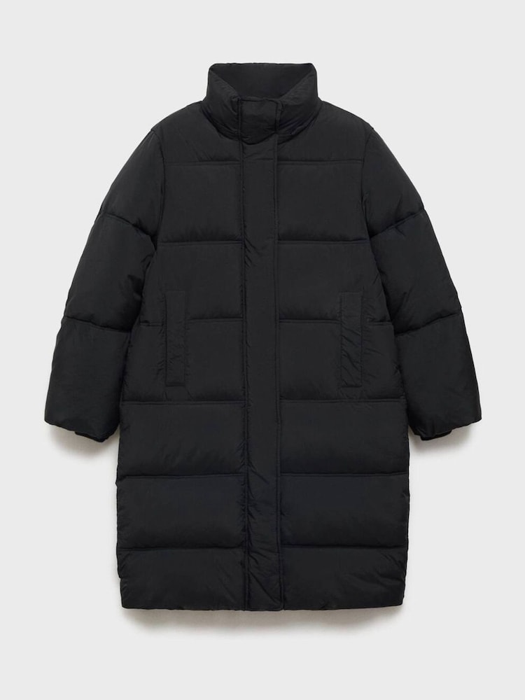 Mango Black Long Padded Puffer Quilted Coat - Image 6 of 6 Mango Black Long Padded Puffer Quilted Coat - Image 6 of 6