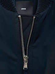 Mango Blue Padded Bomber Jacket With Double Zip - Image 6 of 6