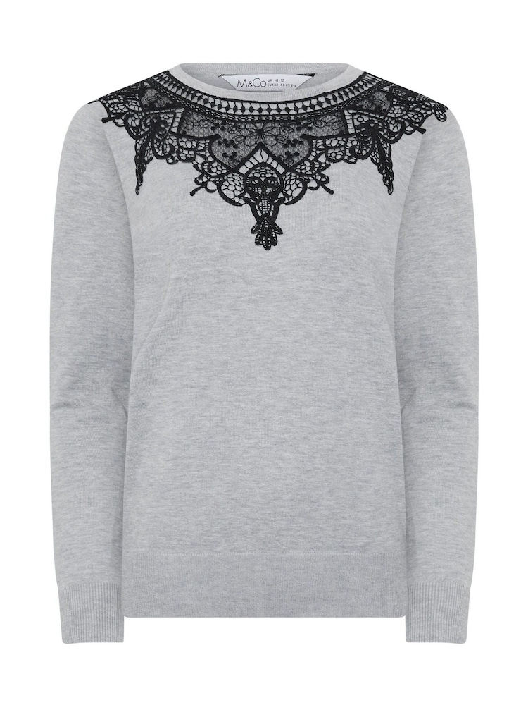 M&Co Lace Trim Long Sleeve Jumper - Bild 6 von 6 M&Co Lace Trim Long Sleeve Jumper - Bild 6 von 6