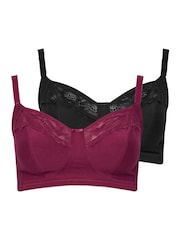 Yours Curve Red Cotton Lace Bra 2 Pack - Image 5 of 8