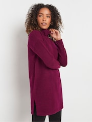 M&Co Purple Roll Neck Tunic Jumper - Image 1 of 5
