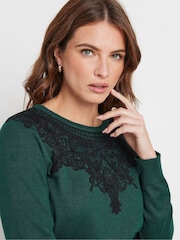M&Co Green Lace Trim Jumper - Image 1 of 5