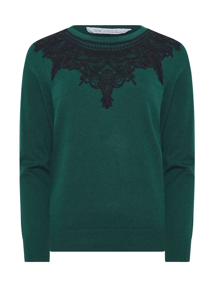 M&Co Green Lace Trim Jumper - Image 5 of 5