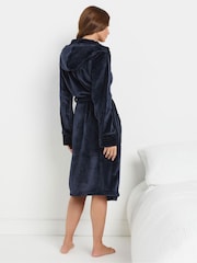 M&Co Blue Ribbed Trim Hooded Robe - Image 3 of 5