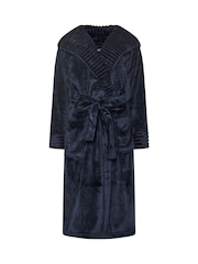 M&Co Blue Ribbed Trim Hooded Robe - Image 5 of 5