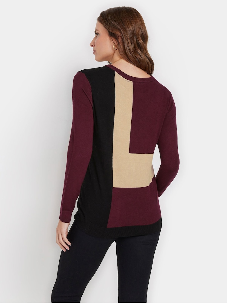 M&Co Red Colourblock Jumper - Image 2 of 4