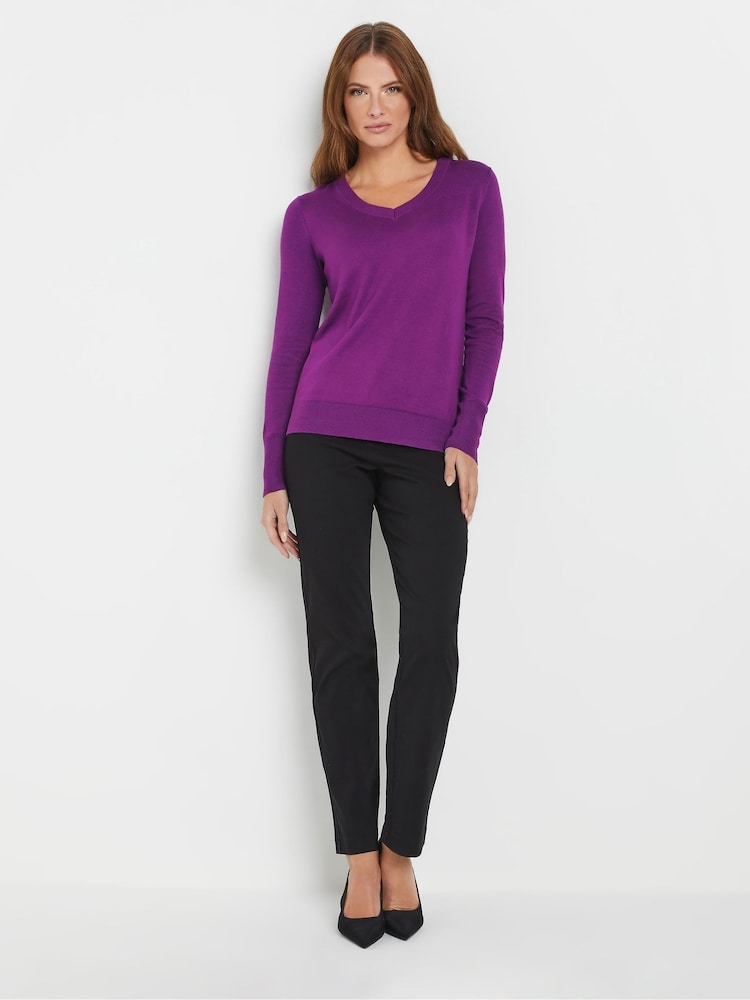 M&Co Purple Long Sleeve V-Neck Jumper - Image 2 of 5