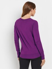 M&Co Purple Long Sleeve V-Neck Jumper - Image 3 of 5