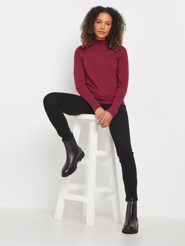 Rojo - M&Co Button Detail Turtle Neck Jumper - Imagen 2 de 5 Rojo - M&Co Button Detail Turtle Neck Jumper - Imagen 2 de 5