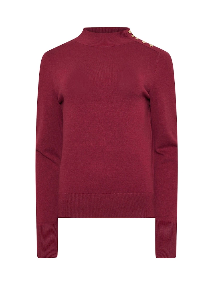 Rojo - M&Co Button Detail Turtle Neck Jumper - Imagen 5 de 5 Rojo - M&Co Button Detail Turtle Neck Jumper - Imagen 5 de 5