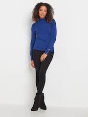 M&Co Blue Button Detail Turtle Neck Jumper - Image 2 of 5