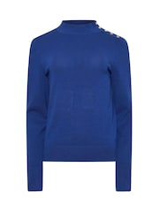 M&Co Blue Button Detail Turtle Neck Jumper - Image 5 of 5