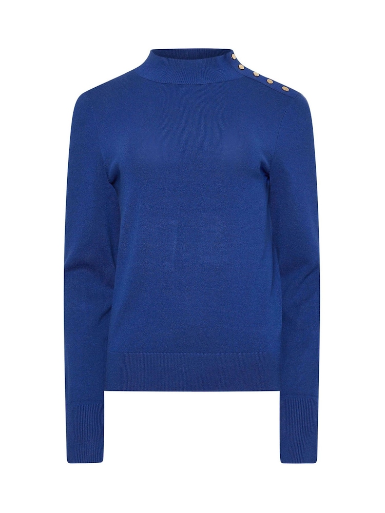 M&Co Blue Button Detail Turtle Neck Jumper - Image 5 of 5