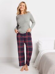 M&Co Grey Jersey Woven 100% Cotton Pyjamas Set - Image 2 of 5