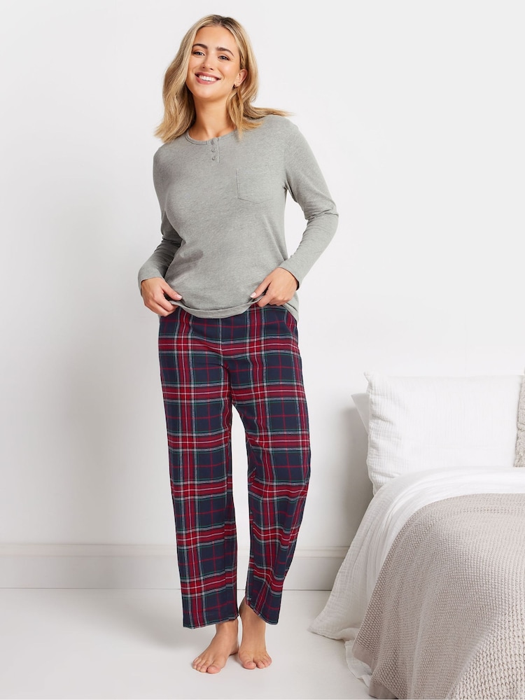 M&Co Grey Jersey Woven 100% Cotton Pyjamas Set - Image 2 of 5