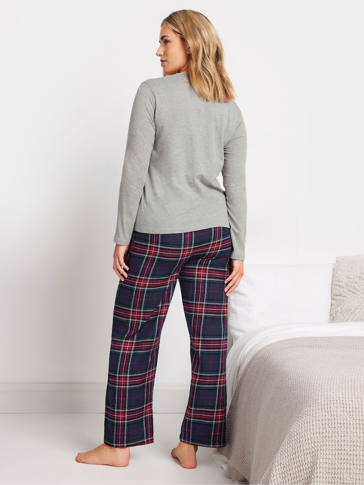 M&Co Grey Jersey Woven 100% Cotton Pyjamas Set - Image 4 of 5