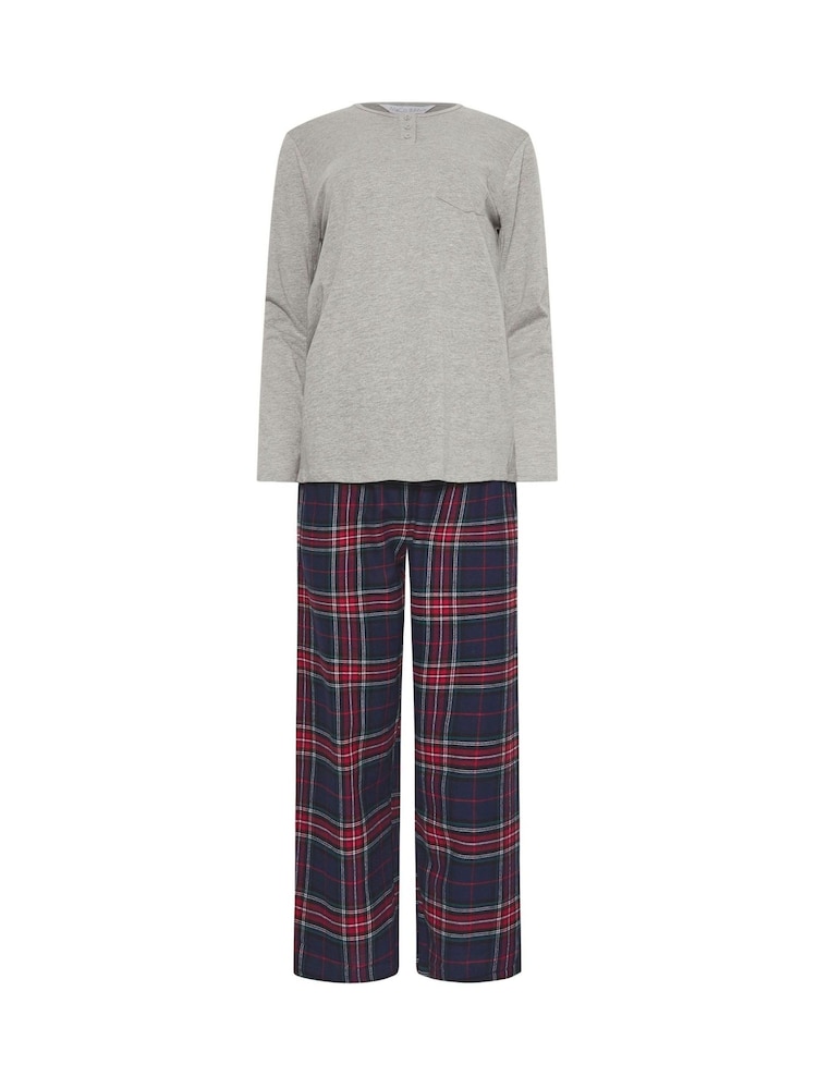 M&Co Grey Jersey Woven 100% Cotton Pyjamas Set - Image 5 of 5