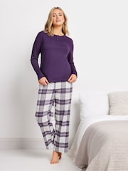 أرجواني - M&Co Jersey Woven 100% Cotton Pyjamas Set - صورة 2 من 5