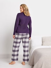 أرجواني - M&Co Jersey Woven 100% Cotton Pyjamas Set - صورة 3 من 5