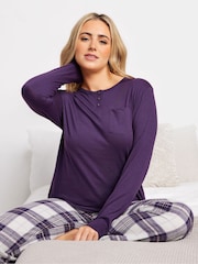 أرجواني - M&Co Jersey Woven 100% Cotton Pyjamas Set - صورة 4 من 5