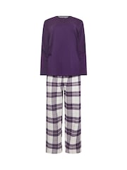 أرجواني - M&Co Jersey Woven 100% Cotton Pyjamas Set - صورة 5 من 5