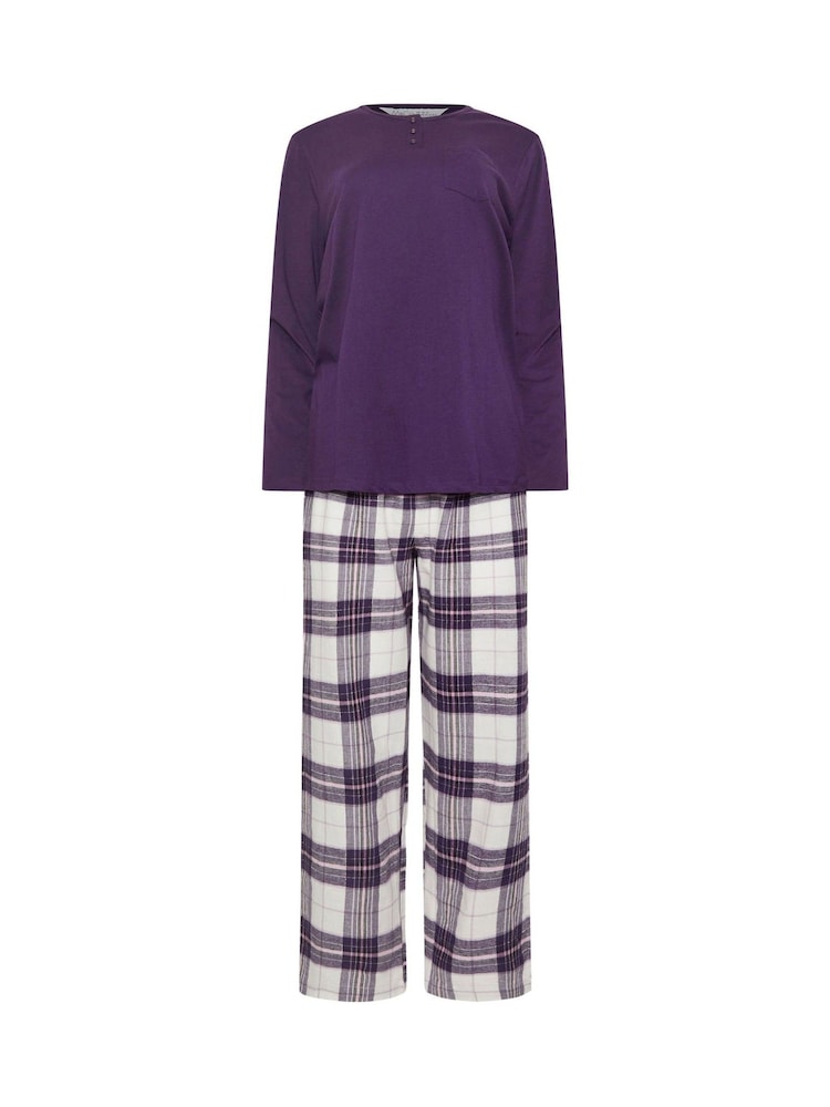 أرجواني - M&Co Jersey Woven 100% Cotton Pyjamas Set - صورة 5 من 5