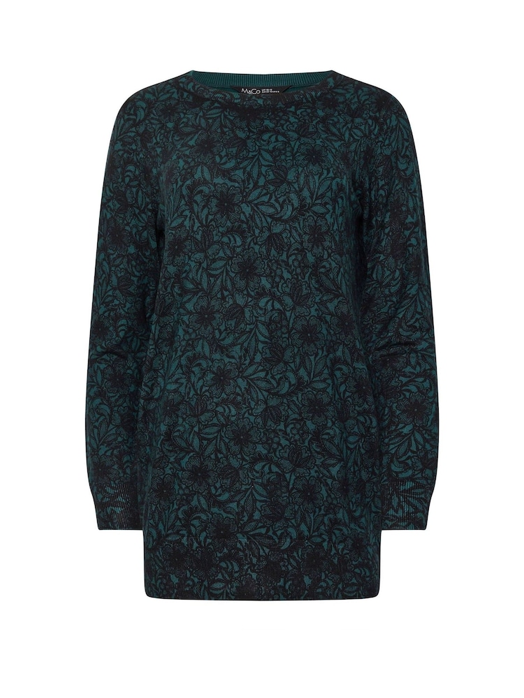 M&Co Blue Lace Print Tunic Jumper - Image 5 of 5