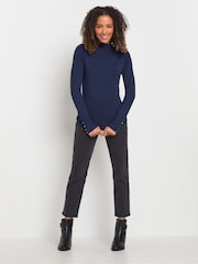M&Co Blue Button Detail Turtle Neck Jumper - Image 2 of 5