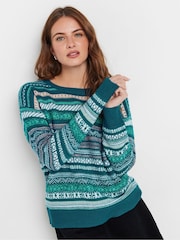 M&Co Teal Blue Fairisle Pattern Knit Jumper - Image 1 of 6