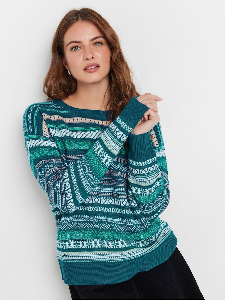 M&Co Teal Blue Fairisle Pattern Knit Jumper - Image 1 of 6