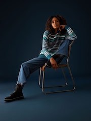 M&Co Teal Blue Fairisle Pattern Knit Jumper - Image 4 of 6